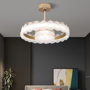 Lámpara de Techo de Cristal Estilo Francés para Comedor, Ventilador de Techo de Lujo Ligero Estilo Nórdico para Sala de Estar, Nuevo Estilo 2025, Inteligente y Sencillo - Product Image 3