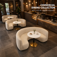 Ensemble de sièges en arc avec table ronde en pierre pour restaurant, ensemble de banquettes modernes pour café et hôtel