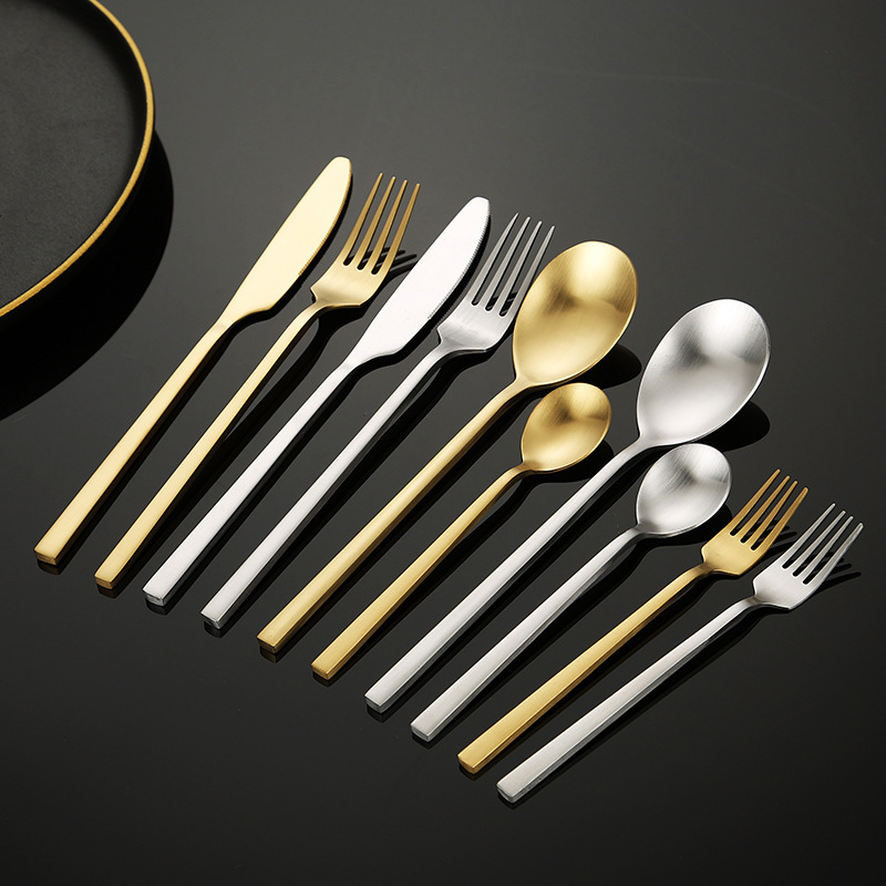 18/0 Stainless Steel Bulk Gold Wedding Matte Cutlery Flatware Set 5 Piece Set Knife Spoon Fork Modern for Hotels Restaurants · image 3