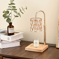 Lampe chauffe-bougie électrique moderne avec minuterie et variateur d'intensité, base en bois, pour cire fondue, bougies parfumées de luxe en pot, lampe de table