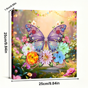 Kit de Pintura em Cristal com Quebra-Cabeça de Borboleta em Moldura, Arte com Gemas de Tecido e Flores Artificiais, Pintura DIY - Product Image 6