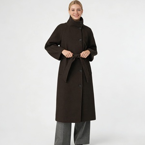 Women's Long Wool Trench Coat High Neck Belted Overcoat Warm Winter Formal Outerwear Fashion - Product Image 4