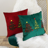 Housse de coussin de Noël personnalisée de luxe de haute qualité, motif Père Noël, rouge et vert, en polyester, broderie rayée, technique tissée