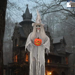 Décoration d'Halloween Sorcière Effrayante avec Yeux Clignotants et Sons Horribles pour Maison Hantée, Bar, Fête, Porche, Jardin Arrière - Product Image 1