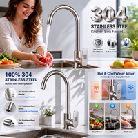 Robinet mélangeur de cuisine classique en acier inoxydable 304 écologique avec finition chromée, à poser sur le plan, monocommande chaud/froid