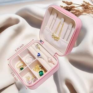 Boîte de Rangement de Bijoux de Luxe en Gros, Organisateur Mini pour Boucles d'Oreilles, Colliers, Bagues, avec Fermeture Éclair et Miroir, Emballage Cadeau pour Bijoux - Product Image 2