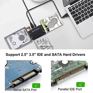 Adaptateur de câble convertisseur USB 3.0 vers SATA IDE pour disque dur HDD/SSD 3,5 et 2,5 pouces, lecteur CD/DVD ROM CD-RW 3 en 1 - Product Image 5