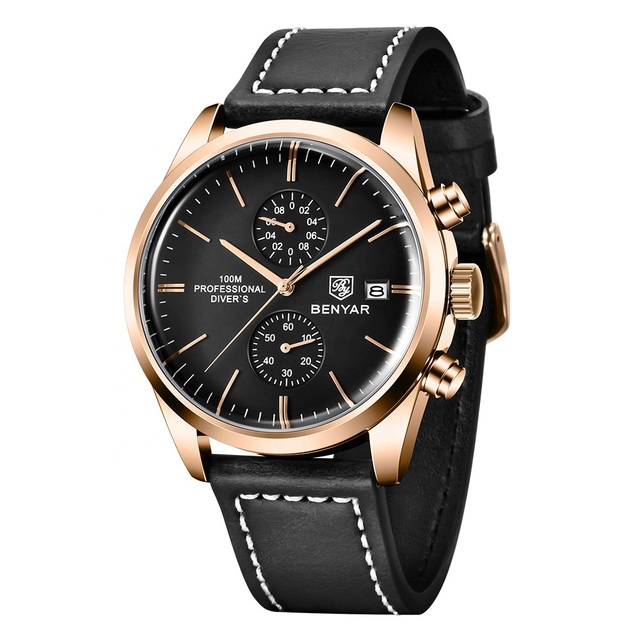 Luxury Benyar Men's Watch Multi-functional Quartz Watch Fashion Business Waterproof Watch for Men 5187
