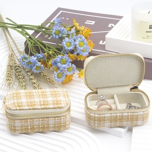 travel jewellery box mini portable jewelry accessories packaging case private zipper fabric ring box