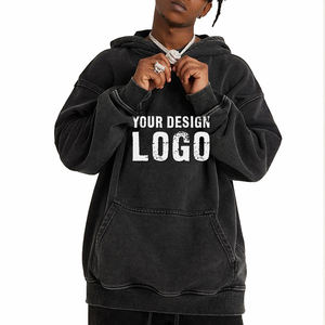 Sweat-shirt pour homme décontracté de style streetwear, lourd, délavé, vintage, ample, en coton personnalisé, couleur unie, épaules tombantes - Product Image 4