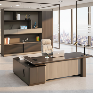 Mobilier de luxe moderne bois design MDF maison exécutif en forme de l PDG bureau bois ordinateur étude table bureau - Product Image 1
