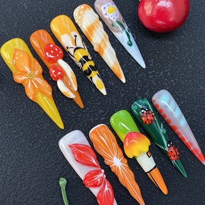 <span class=keywords><strong>Uñas</strong></span> de Gel Pintadas a Mano con Diseño 3D, de Lujo, Acrílicas, para Salón, 10 Piezas, Talladas, Venta al Por Mayor - Product Image 5