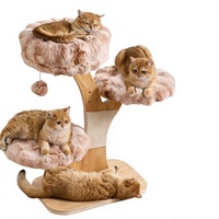 Arbre à chat et lit pour chat, griffoir en bois massif, panneau multicouche, style épuré, gain de place, durable, sans peluches, pour petits chats