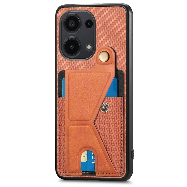 Fiber Carbon Kickstand case Back Cover for Redmi A3/Turbo 3 5G, for Redmi Note 13 Wallet Shockproof case