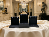 Boîte à bijoux de luxe noire avec LED, grande boîte à collier avec LED, boîte à ensemble de bijoux avec LED