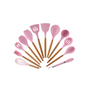 <span class=keywords><strong>Breal</strong></span>-Juego de utensilios de cocina de silicona, con mango de madera y soporte, colores personalizados, 13 piezas - Product Image 2