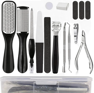 Stainless Steel Professional Classic Pedicure Tool Set <b>Box</b> Dead Skin Foot <b>File</b> Callus Remover Kit Nail Clipper Polishing for - Product Image 1