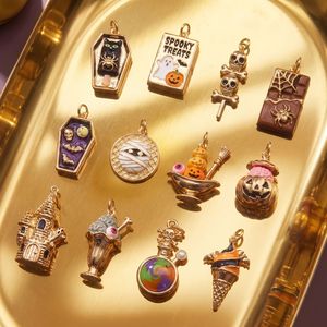 Breloques vintage amusantes pour Halloween, pendentifs château, citrouille, momie, crâne, <span class=keywords><strong>cercueil</strong></span> pour bracelets et colliers DIY - Product Image 2