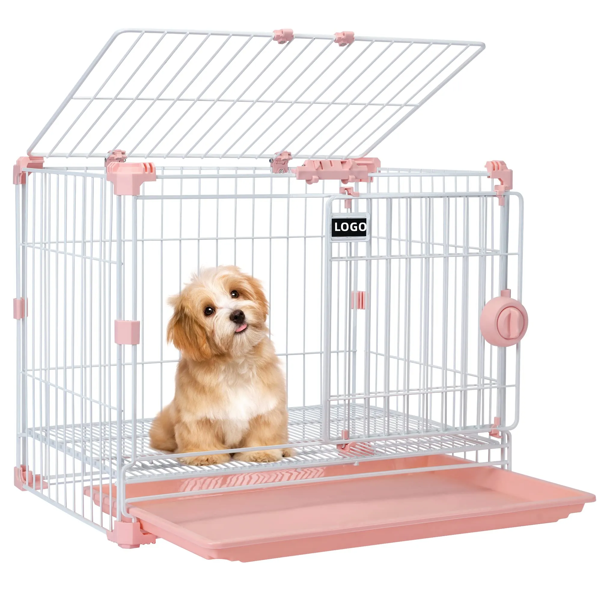 Hot Selling Stainless Steel Heavy Duty Cage Playpen Dog Double Door Kennel Wholesale Black Metal Durable Pet Crate
