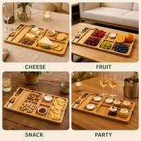 Planche à fromage carrée en bois, pliable et portable, pour couper les fruits, le pain, les produits de charcuterie, le fromage, les plateaux de collations et le beurre.