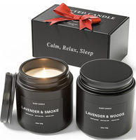 Ensemble de bougies parfumées en cire de soja noire de luxe pour la maison, pour soulager le stress et favoriser le sommeil, cadeaux d'anniversaire