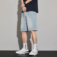 Shorts en jean vintage pour hommes, nouvelle collection été, coupe droite décontractée, shorts cinq points, possibilité de personnaliser le logo et les motifs imprimés