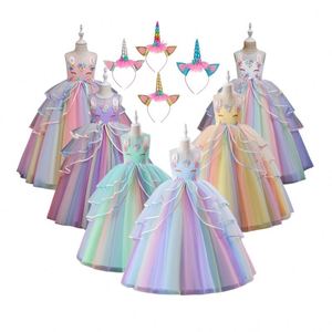 Vestido de Unicornio para Niña con Apliques de Tul y Diadema, Estilo Elegante para Fiestas - Product Image 1