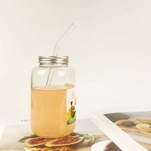 Prix de gros vide rond large bouche 500ml café lait thé limonade boisson bouteille de jus avec couvercle de paille pour café infusé à froid - Product Image 4