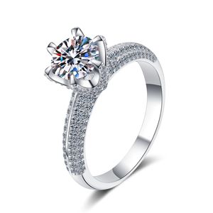 थोक Moissanite आभूषण त्यागी 1/1.5ct छह पंजा शुद्ध 925 चांदी प्रस्ताव बैंड अंगूठी Moissanite हीरे की अंगूठी - Product Image 1