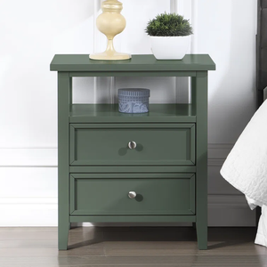 BIEN <strong>Green</strong> Modern Wood Nightstand <strong>Bedside</strong> <strong>Table</strong> with 2 Drawers for Bed Room Furniture - Product Image 2