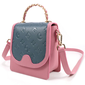 Men PU <b>Leather</b> Crossbody <b>Bag</b> Color Block <b>Small</b> Messenger <b>Bag</b> Mini Shoulder <b>Bag</b> With Chain Handle Adjustable Strap - Product Image 2