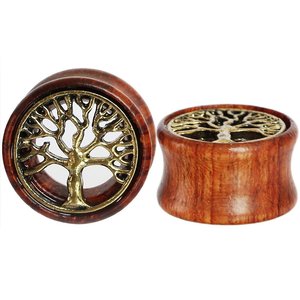 Tunnels d'<span class=keywords><strong>oreille</strong></span> rétro en bois style Arbre de Vie Punk, double évasement, plugs selle, calibre <span class=keywords><strong>8mm</strong></span> - 20mm, piercing Hiphop personnalisé - Product Image 1