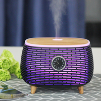 Humidificateur d'air à huile à ultrasons à Grain de bois 7 couleurs lumière nouvelle horloge diffuseur d'arôme Installation de table électrique pour un usage domestique