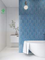 Carreaux de céramique de luxe 70x280mm à motif plume intégral pour murs de douche de spa moderne, design artisanal brillant antidérapant