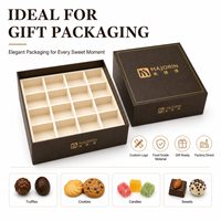 Boîte d'emballage de luxe carrée en carton rigide pour chocolats truffés avec insert alimentaire recyclable et logo personnalisé
