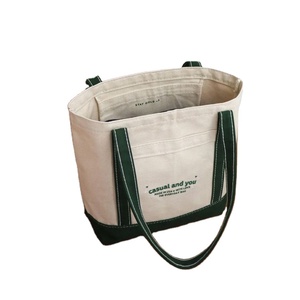 Custom Logo 16Oz Organic Recyclable Cotton <b>Tote</b> Embroidery Canvas <b>Bag</b> With Inner and External Pocket - Product Image 1