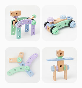 Boîte à <span class=keywords><strong>outils</strong></span> <span class=keywords><strong>en</strong></span> <span class=keywords><strong>bois</strong></span> pour exercices de motricité fine des mains des bébés, formation éducative, assemblage créatif de vis et d'écrous, boîte à <span class=keywords><strong>outils</strong></span> pour enfants, garçons et filles - Product Image 6
