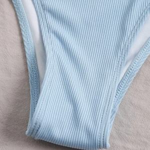 Bikini de Mujer de Alta Calidad, Diseño Personalizado, con Cuentas y Estampado, Sexy, de Cintura Alta, de un Solo Hombro, con Rayas, Talla XXL, Ropa de Playa - Product Image 4