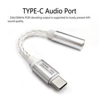 Cable de audio DAC tipo C a 3,5mm, adaptador de auriculares CX31993 Chip HiFi tipo C a AUX, cable plateado de 8 hilos