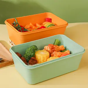 Kotak makan siang sedotan gandum lintas batas kotak makan siang pengurang lemak kulkas tertutup kotak wadah beku salad buah