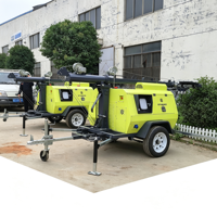 Générateur diesel SMLV 1000QA pour tour d'éclairage mobile sur remorque, mât de 9 m, projecteur à halogénures métalliques de 440 000 lumens, moteur classé IP67