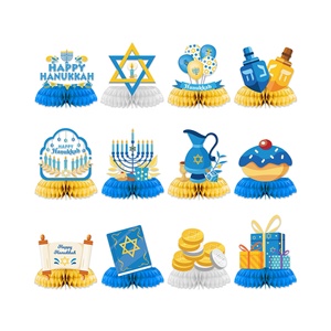 DAMAI 12 Piezas de Decoraciones de Panal de Abeja para el Festival Temático de Hanukkah Judío, Decoración de Mesa de Panal de Abeja para Feliz Hanukkah - Product Image 1