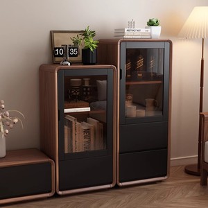 Solid Wood TV Cabinet <b>Walnut</b> Color Storage Modern Living Room Stand - Product Image 3