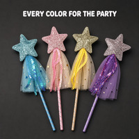 Baguette Magique Étoile Scintillante Princesse avec Jupe en Tulle pour Fête d'Anniversaire Enfant Accessoire de Costume Cadeau OEM