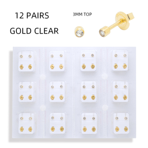 <span class=keywords><strong>Pendientes</strong></span> de Acero Inoxidable 316 con Baño de Oro JANEX, Hipoalergénicos, para Perforaciones con Pistola, para Bebés con Orejas Sensibles - Product Image 1