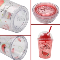 Tasse de paille en plastique créative en poudre Flash, tasse de glace d'été pour étudiants amoureux cadeaux de noël avec paille