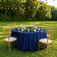 Nappe de table moderne en velours froissé bleu marine, faite à la main, 120/132 pouces, pleine longueur, imperméable, personnalisable pour mariage et banquet