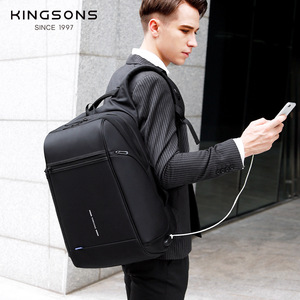 Kingsons Business <b>Backpack</b> <b>Black</b> 15.6 Inch Laptop Compartment With Usb Charging For Men Travel Work - Product Image 1