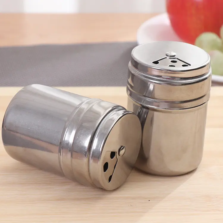 Cheapest stainless steel household seasoning pot perforated rotating lid spice jar outdoor barbecue pepper condiment bottle
