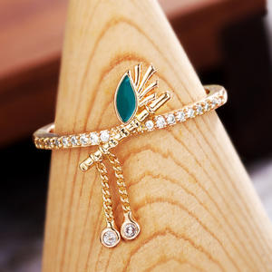 F708 Women's 18K Solid Gold <b>Diamond</b> <b>Bracelet</b> With Green Enamel Leaf Design Everyday Wear Round Brilliant Cut Natural <b>Diamonds</b> - Product Image 4